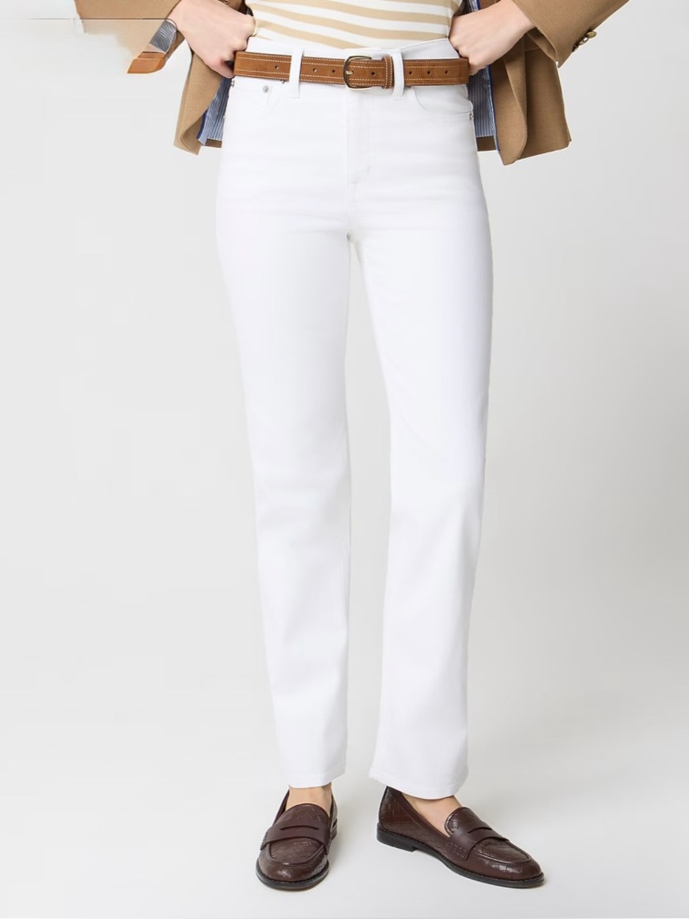 NWT J. Crew Factory Petite Mid-rise Straight Jean All-day Stretch White